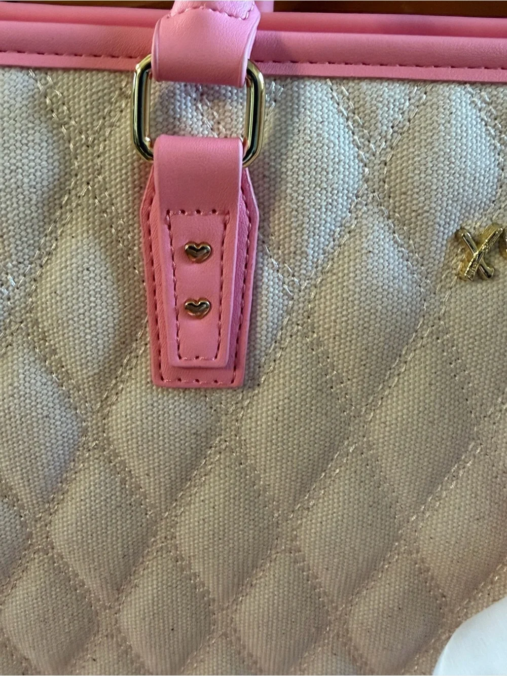 Betsey Johnson XOLALA Pink/Ivory Quilted Satchel / Crossbody 🆕